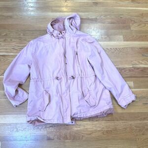 Design by Olivia Womens 2XL Pink Cotton Hooded‎ Anorak Utility Jacket